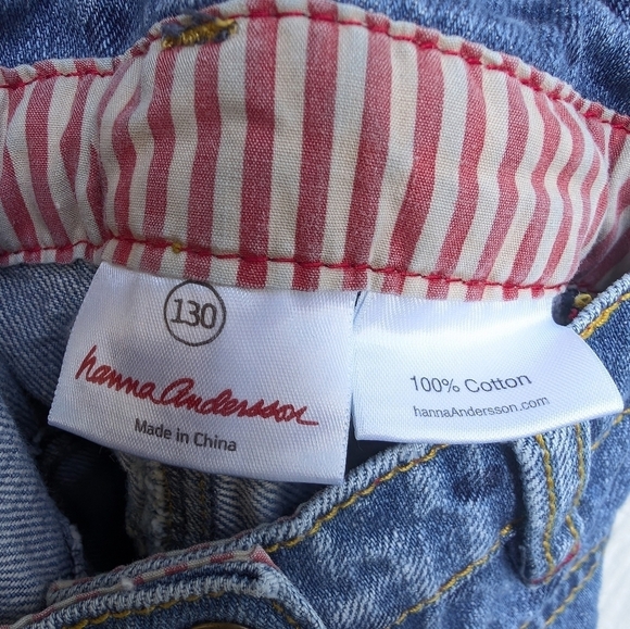 Hanna Andersson Denim Polka Dot Cotton Bibs Overalls Youth Kids Size 8 130cm - Picture 3 of 4